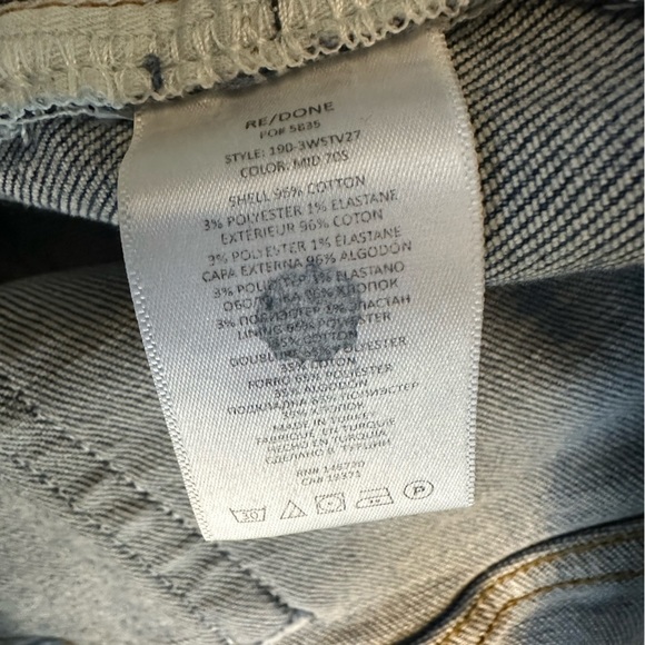 RE/DONE 70s Stove Pipe Straight Leg Comfort Stretch Jeans, size 31 - Picture 7 of 7